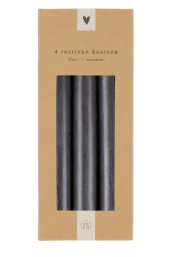 zusss 4 rustieke kaarsen 20cm zwart