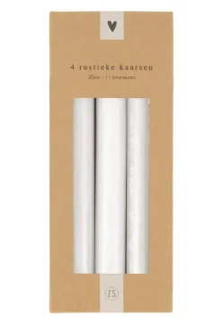 zusss 4 rustieke kaarsen 20cm wit