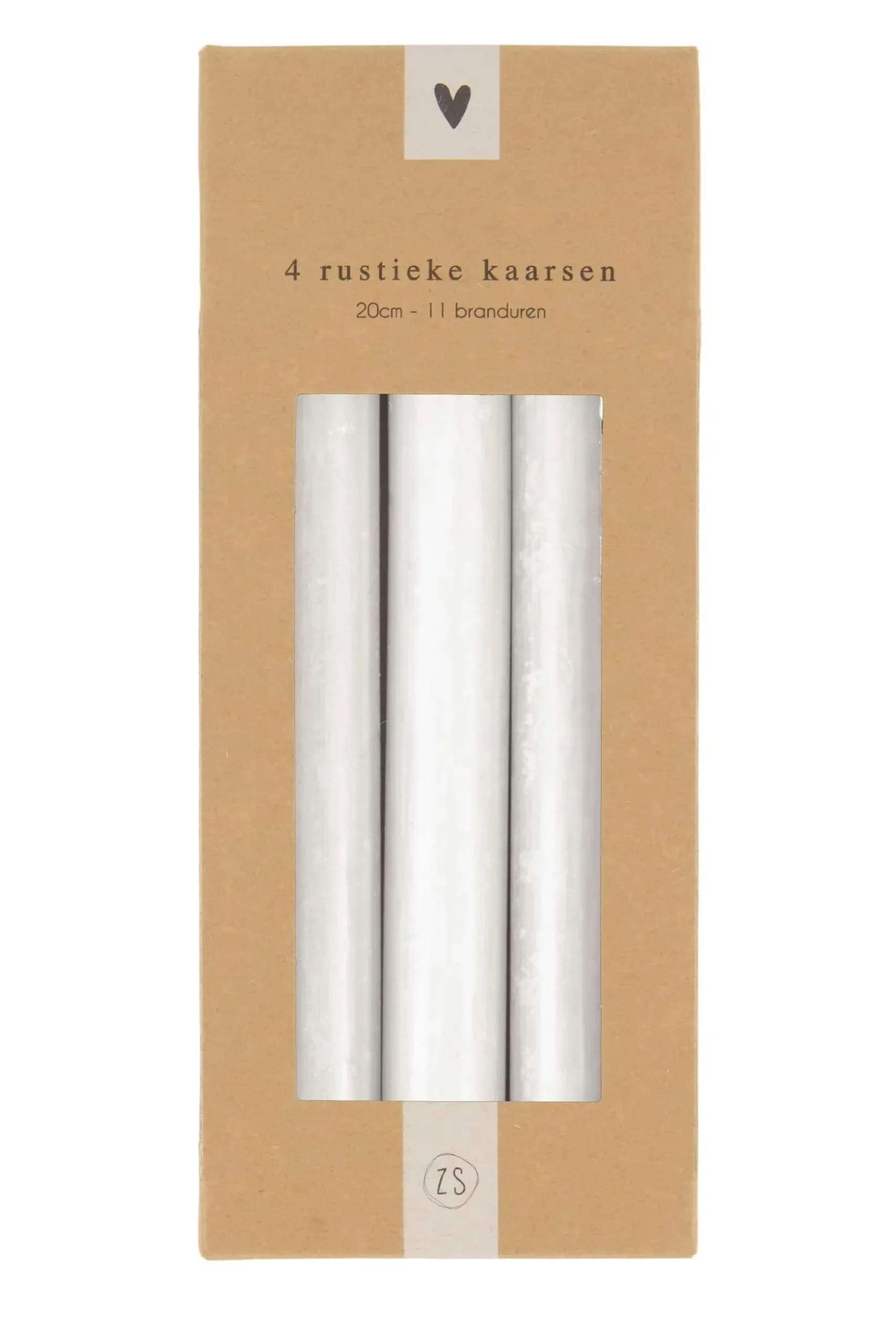 zusss 4 rustieke kaarsen 20cm wit