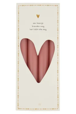 zusss 4 rustieke kaarsen 20cm kleur roze rood