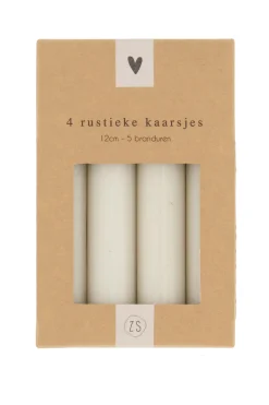 zusss 4 rustieke kaarsjes 12cm krijt