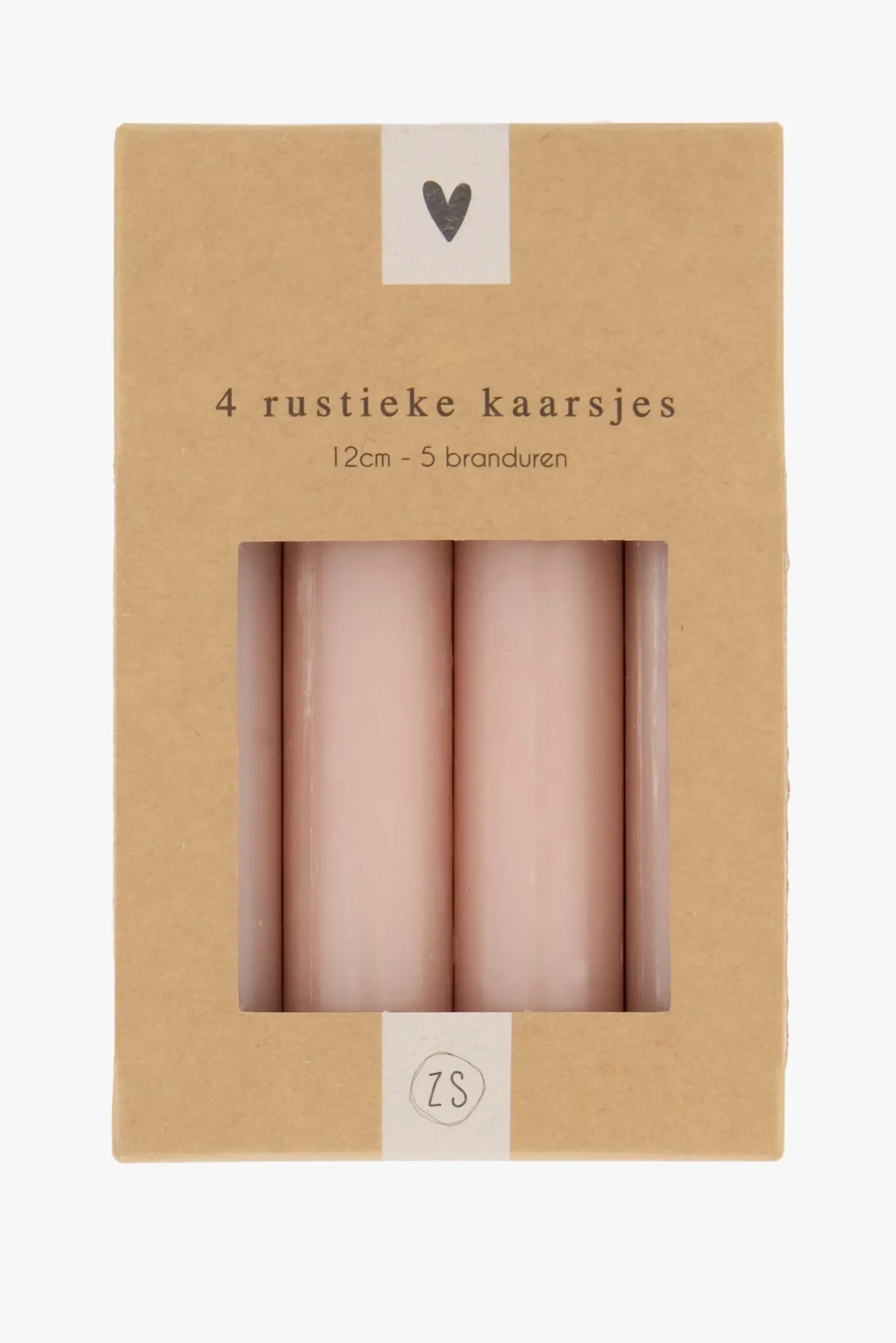 zusss 4 rustieke kaarsjes 12cm terra roze