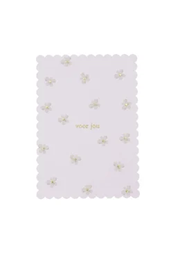 zusss ansichtkaart voor jou bloemen wit/goud