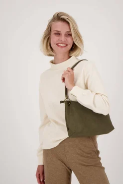 zusss basic schoudertas met hengsel M donkergroen