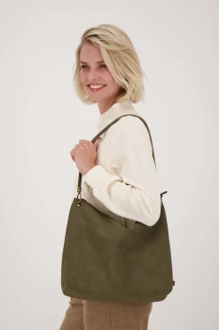 zusss basic schoudertas met hengsel L donkergroen