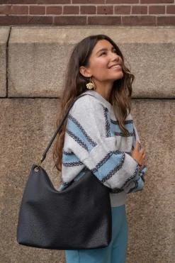 zusss basic schoudertas met hengsel L zwart