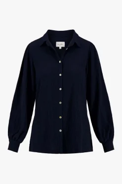 zusss blouse in crinkle stof donkerblauw