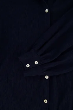 zusss blouse in crinkle stof donkerblauw