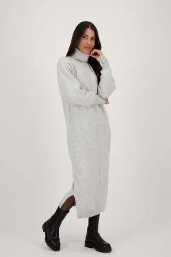 zusss brei jurk met wijde mouwen lichtgrijs