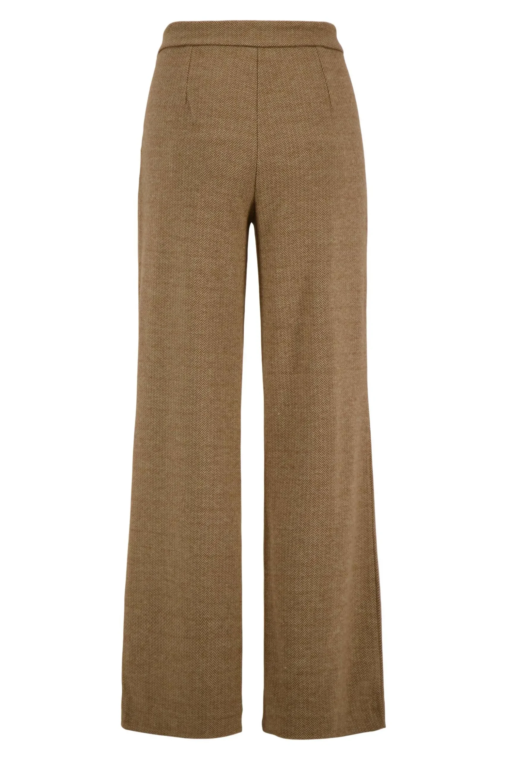 zusss broek met visgraat structuur beige