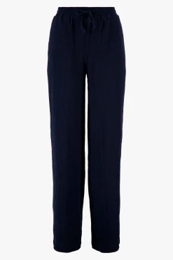 zusss broek van crinkle stof donkerblauw