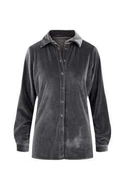 zusss fluwelen blouse antracietgrijs