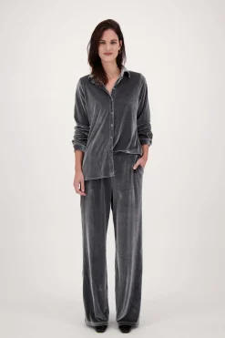 zusss fluwelen blouse antracietgrijs