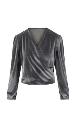 zusss fluwelen wikkeltop antracietgrijs