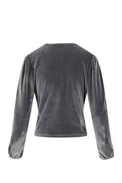 zusss fluwelen wikkeltop antracietgrijs