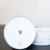 zusss gebaksbordje goud hartje wit (set van 6)