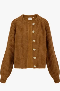 zusss gebreid vest in bomberstyle camel