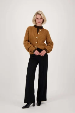 zusss gebreid vest in bomberstyle camel