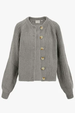 zusss gebreid vest in bomberstyle lichtgrijs