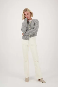 zusss gebreid vest in bomberstyle lichtgrijs