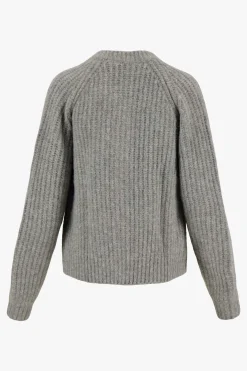 zusss gebreid vest in bomberstyle lichtgrijs