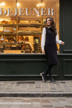 zusss gebreide spencer jurk zwart