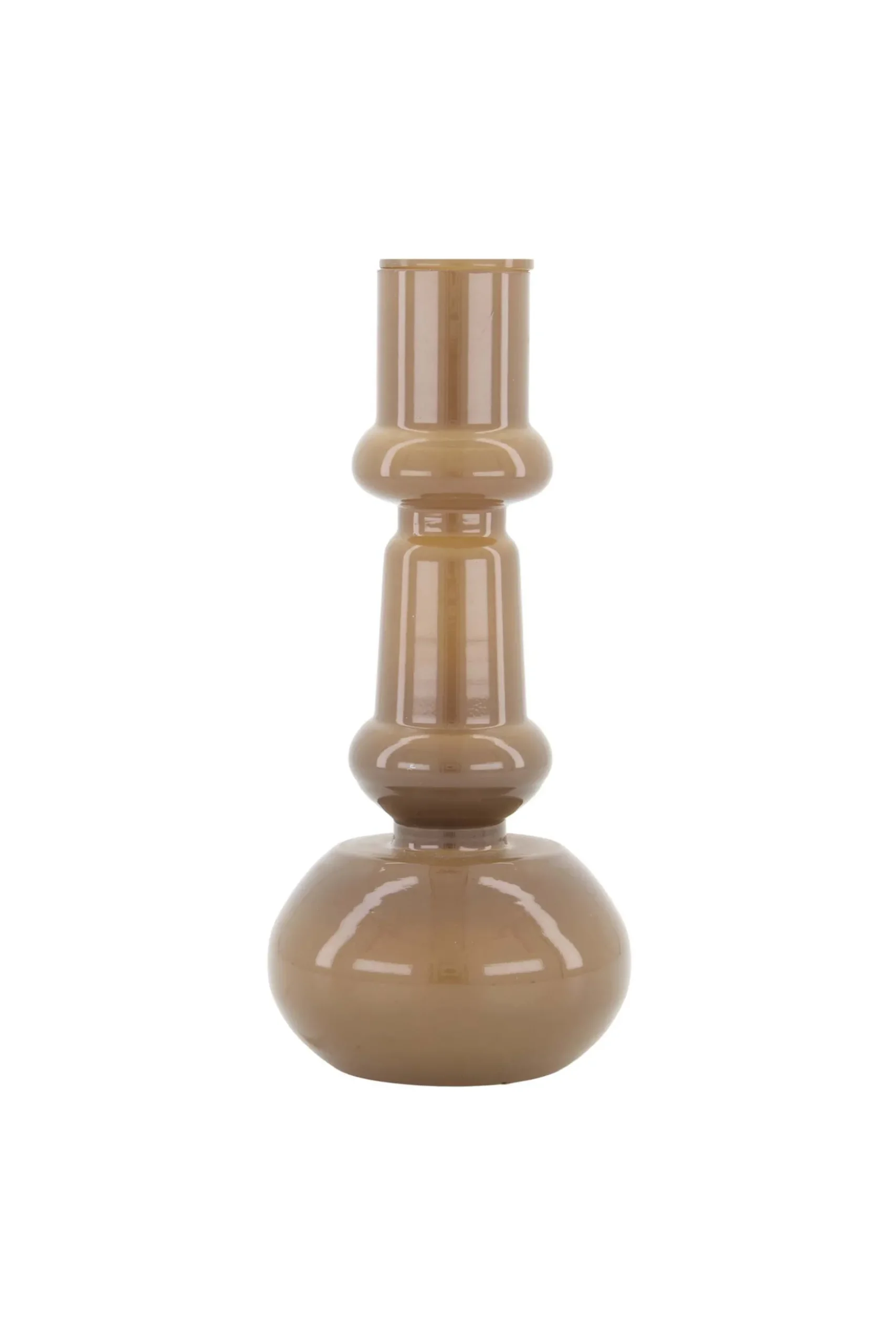 zusss glazen kandelaar 18cm warm grijs