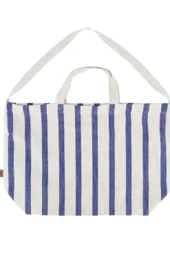 zusss grote boodschappentas gestreept peper en zout/kobaltblauw