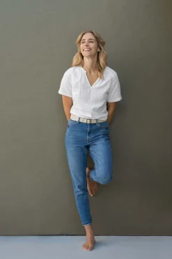 zusss high waist jeans midden blauw