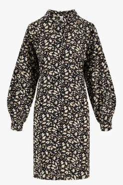 zusss jurk blaadjes print zwart