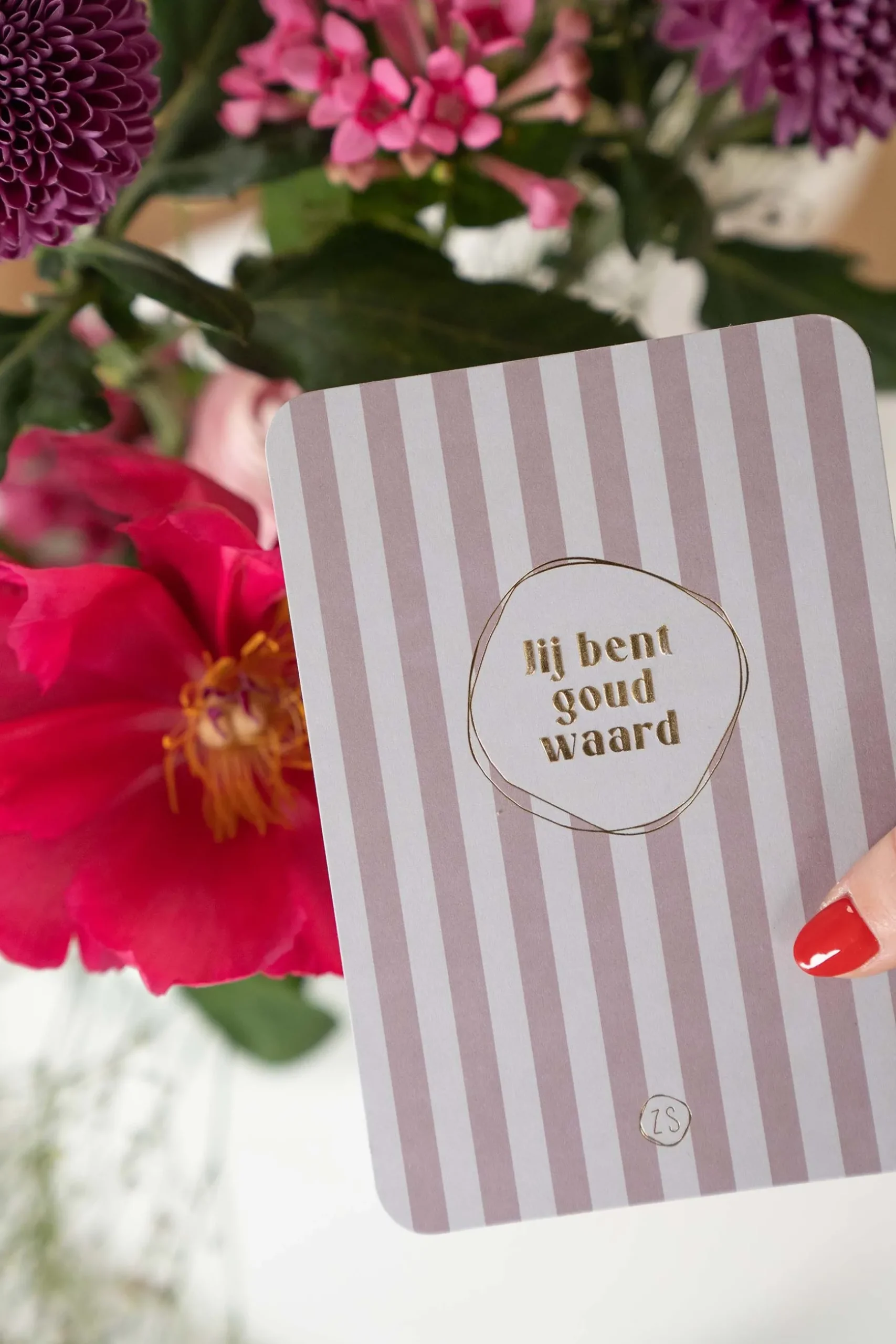 zusss kaart ronde hoeken jij bent goud waard terra roze