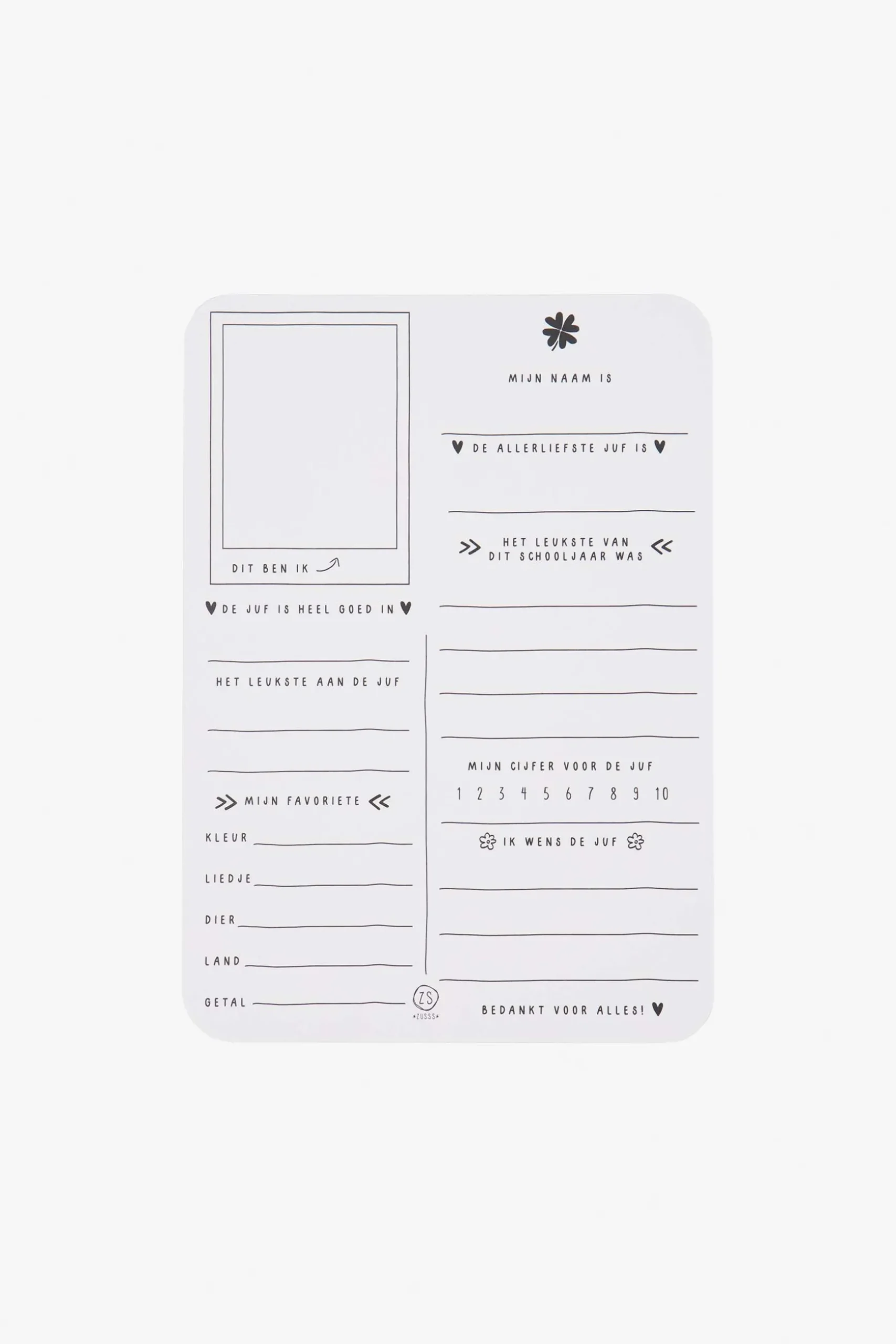 zusss kaart wat een geluk met een juf als jij saliegroen