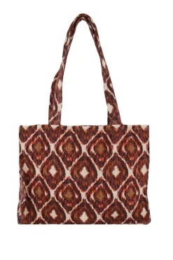 zusss katoenen tas met ikat print zand/roodbruin