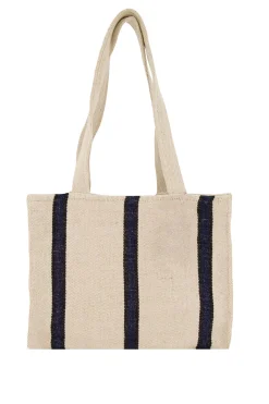 zusss katoenen tas met streep ecru/donkerblauw