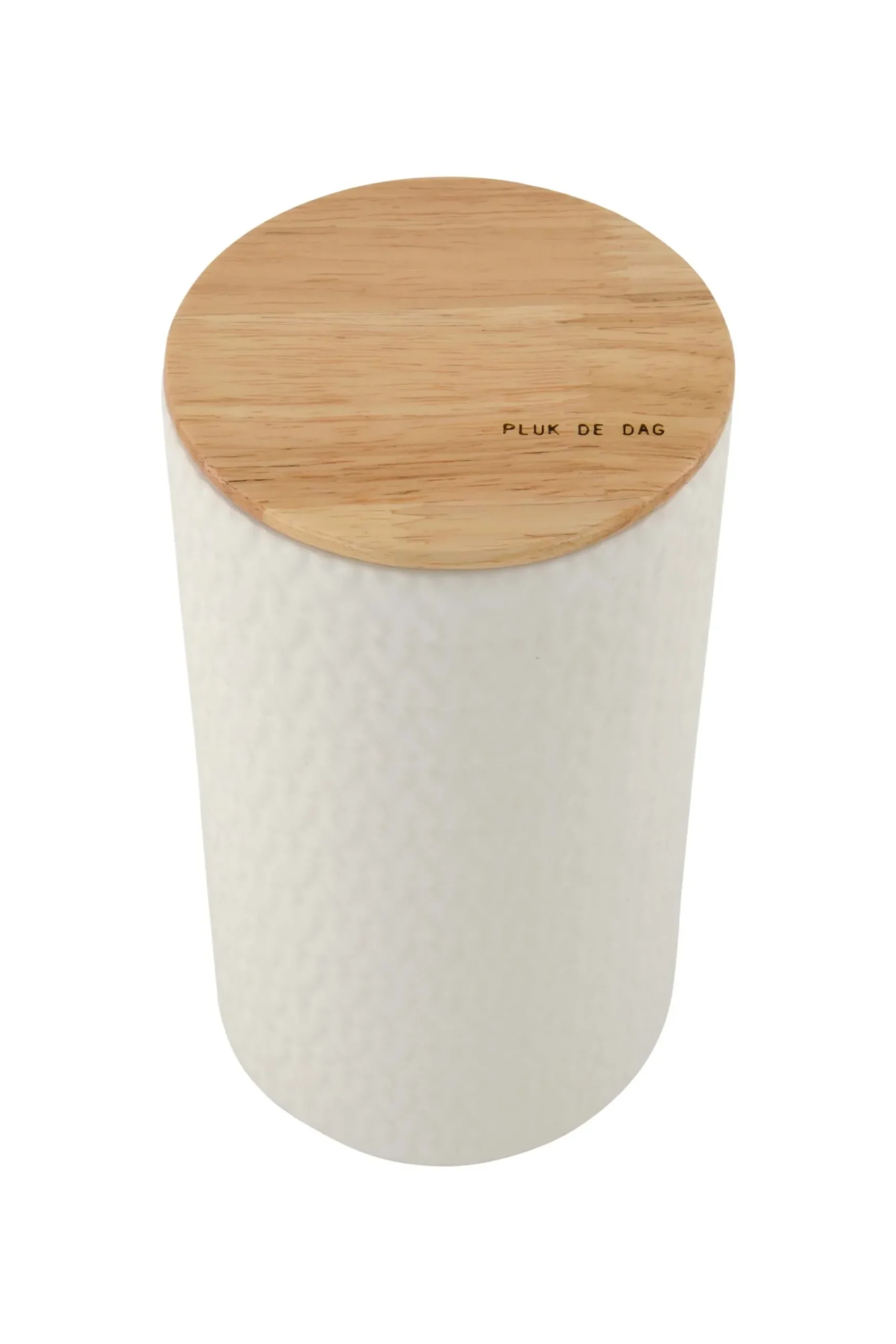 zusss keramieken bewaarpot met houten deksel hartjes 20cm wit