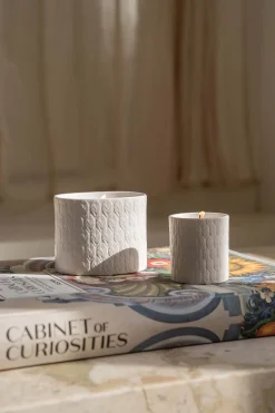 zusss keramieken geurkaarsje structuur veertjes wit s