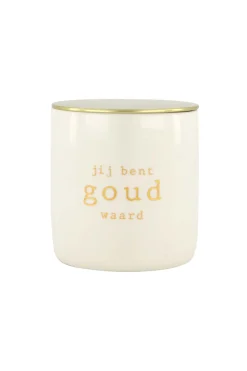 zusss keramieken geurkaars jij bent goud waard M wit