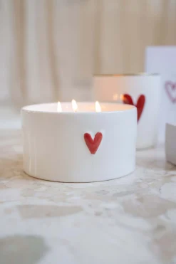 zusss keramieken geurkaars rood hart L wit
