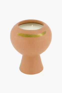 zusss keramieken geurkaars met gouden streep poederroze