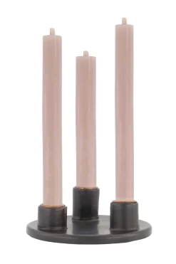 zusss keramieken kandelaar voor 3 dinerkaarsen rond antracietgrijs