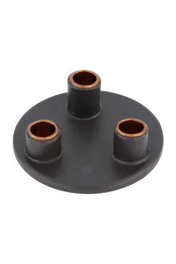 zusss keramieken kandelaar voor 3 dinerkaarsen rond antracietgrijs