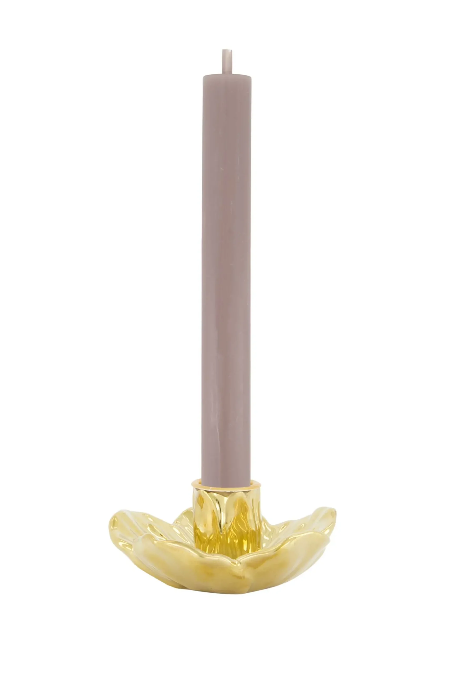 zusss keramieken kandelaar bloem goud