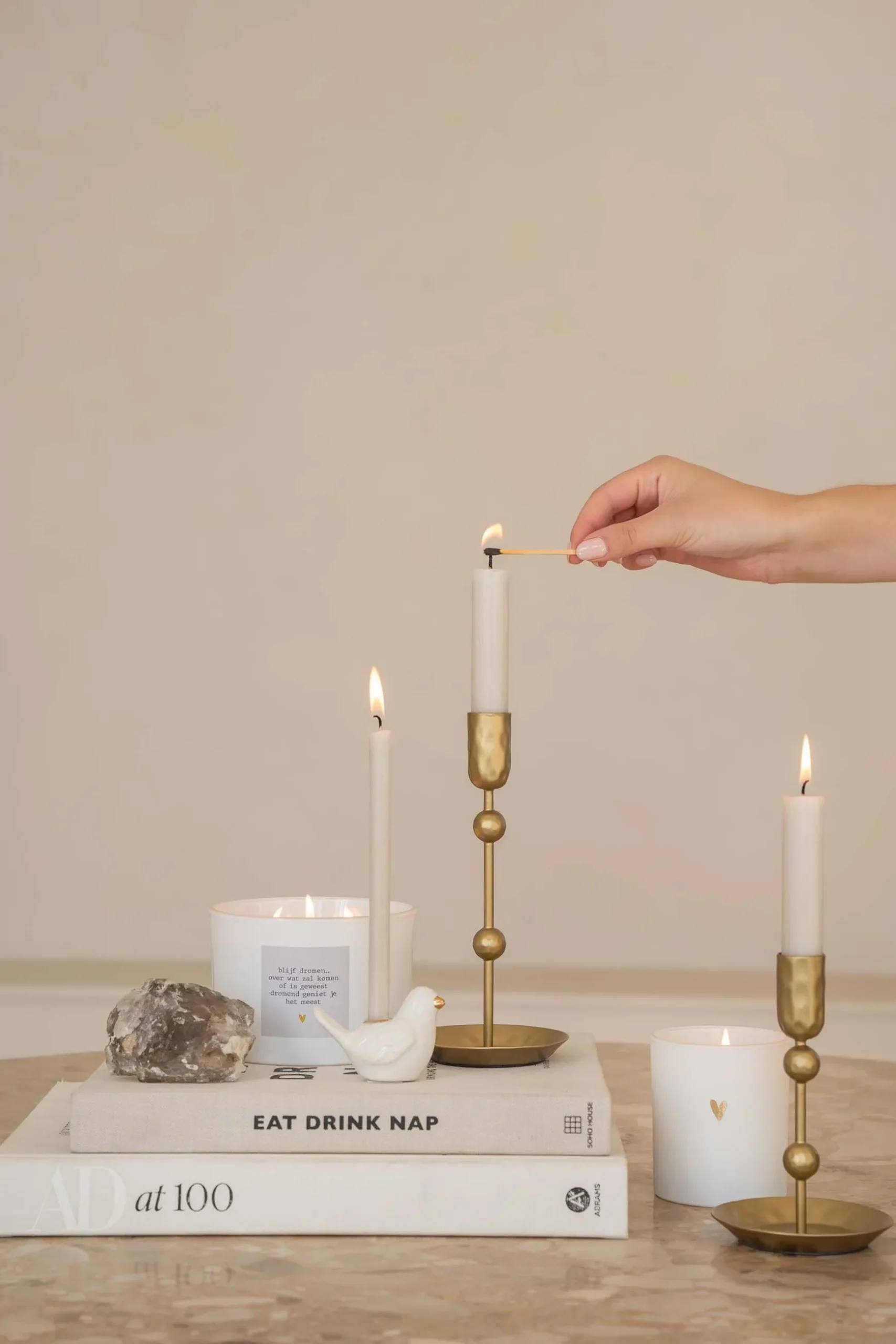 zusss keramieken kandelaartje vogel wit