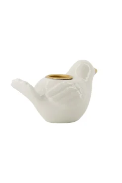 zusss keramieken kandelaar vogel wit