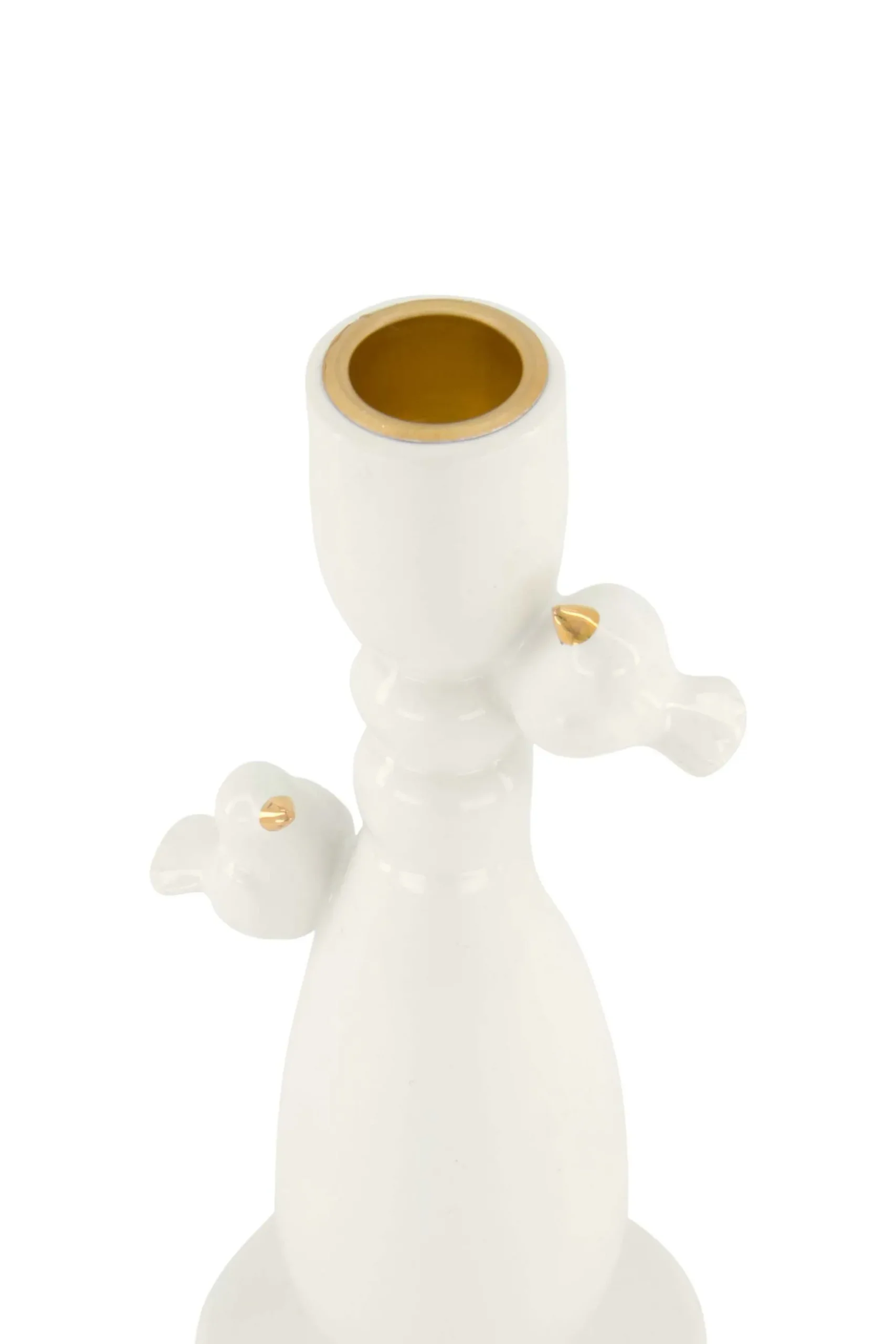 zusss keramieken kandelaar vogeltjes wit/goud