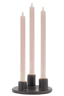 zusss keramieken kandelaar voor 3 smalle kaarsjes antracietgrijs