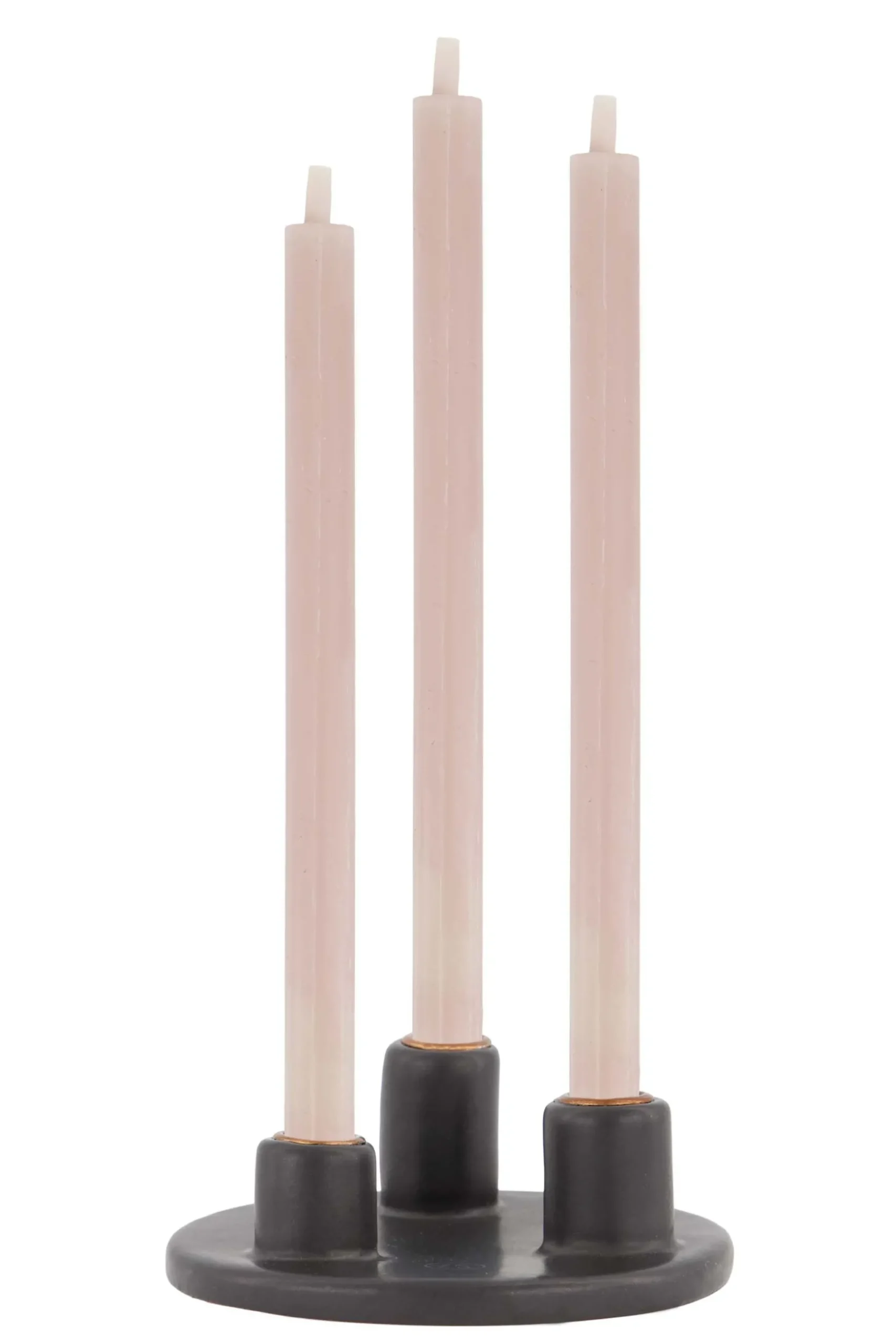 zusss keramieken kandelaar voor 3 smalle kaarsjes antracietgrijs