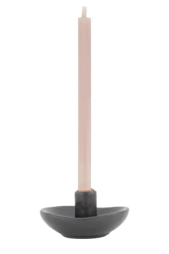 zusss keramieken kandelaartje ronde schaal antracietgrijs