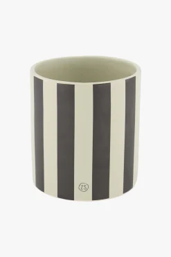 zusss keramieken voorraadpot strepen L zand antraciet