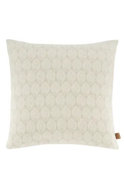 zusss kussen fijn gebreid bladpatroon 45x45cm zand/warmgrijs